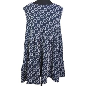 Maeve Navy Blue Circle Pattern Babydoll Mini Dress Wirh Pockets Size XS